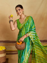 KcPc Royal Ethnic Wear Saree with Designer Leheriya Style and Zari BorderSFS