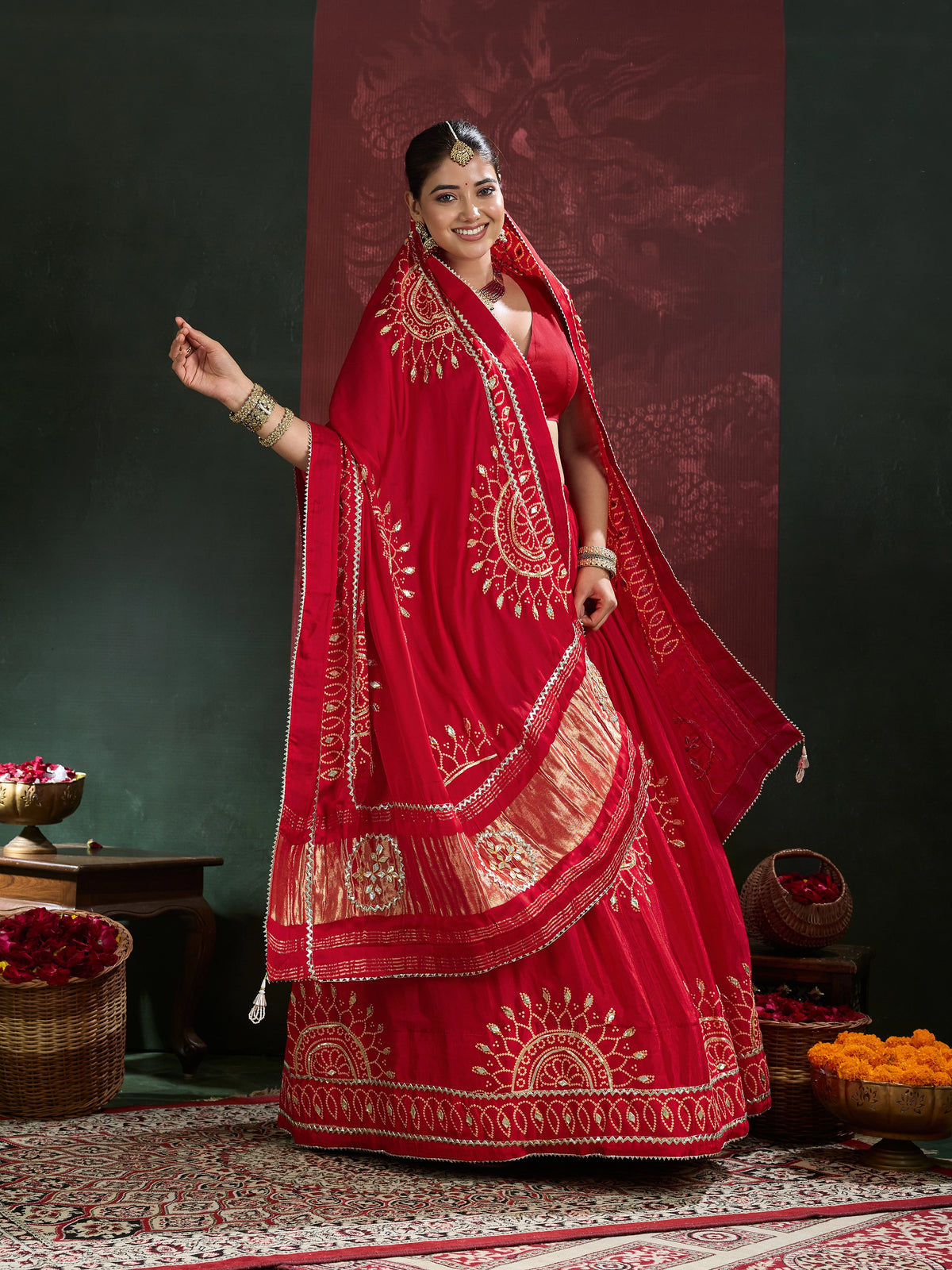 KcPc New Royal Traditional Bandhani Lehenga in Premium Gaji Silk GOR