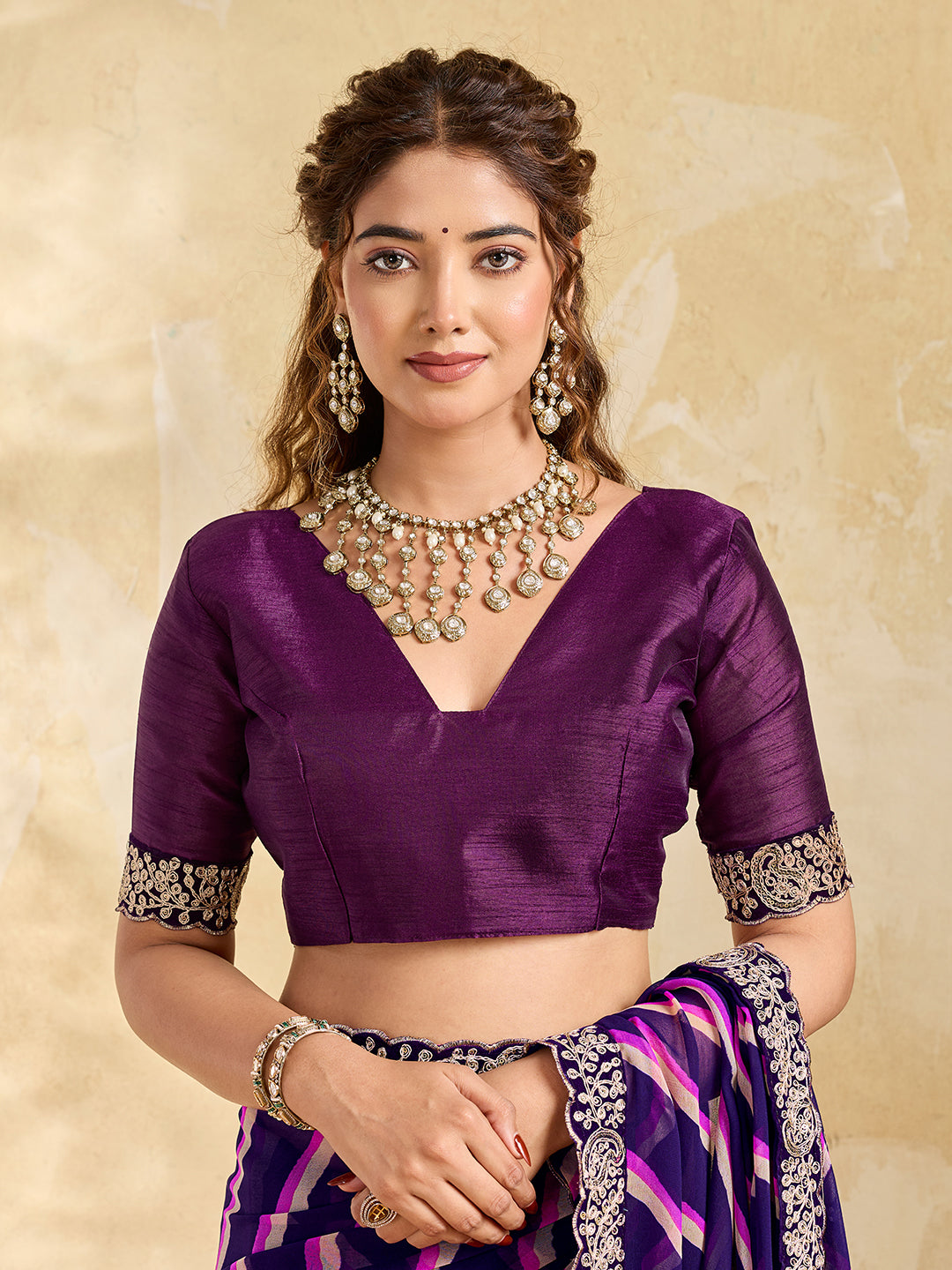 By Latest New Chiffon Leheriya Style With Embroidery Border Work Saree