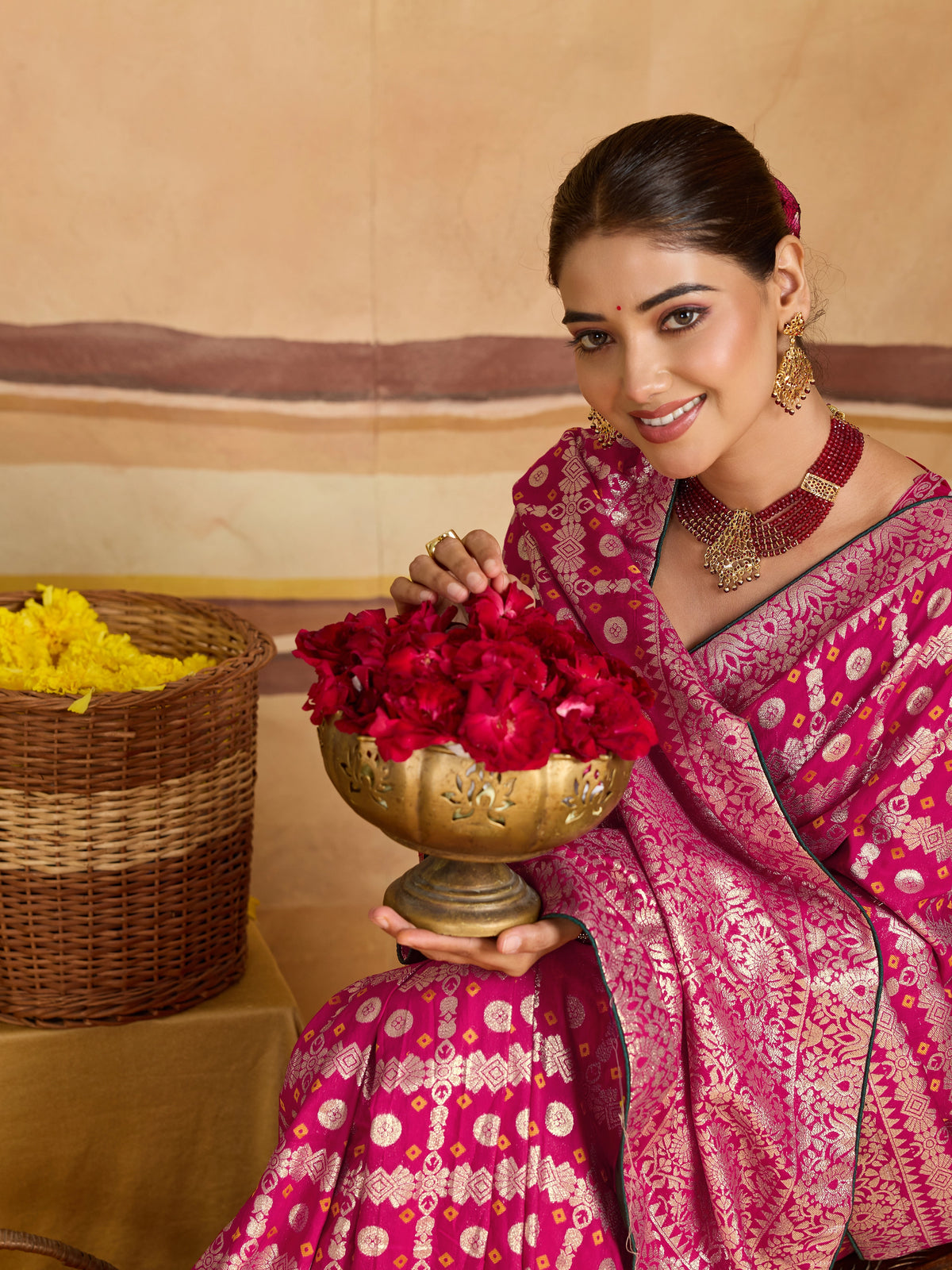 KcPc New Dola Silk Bandhani With Zari Weaving Work Saree GAN