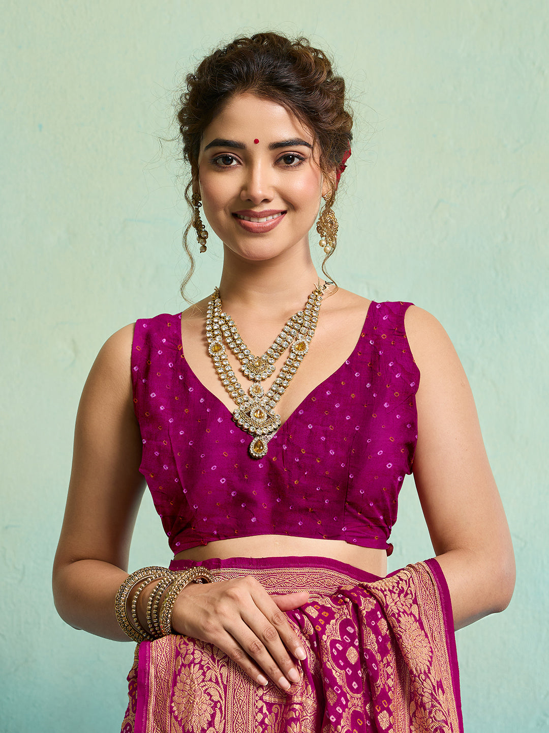 KcPc Latest Pure Khaddi Georgette Upada Neemzari Bandhej Saree Rani