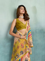 KcPc Designer Georgette Kalamkari Printed Office Wear SareeGAN