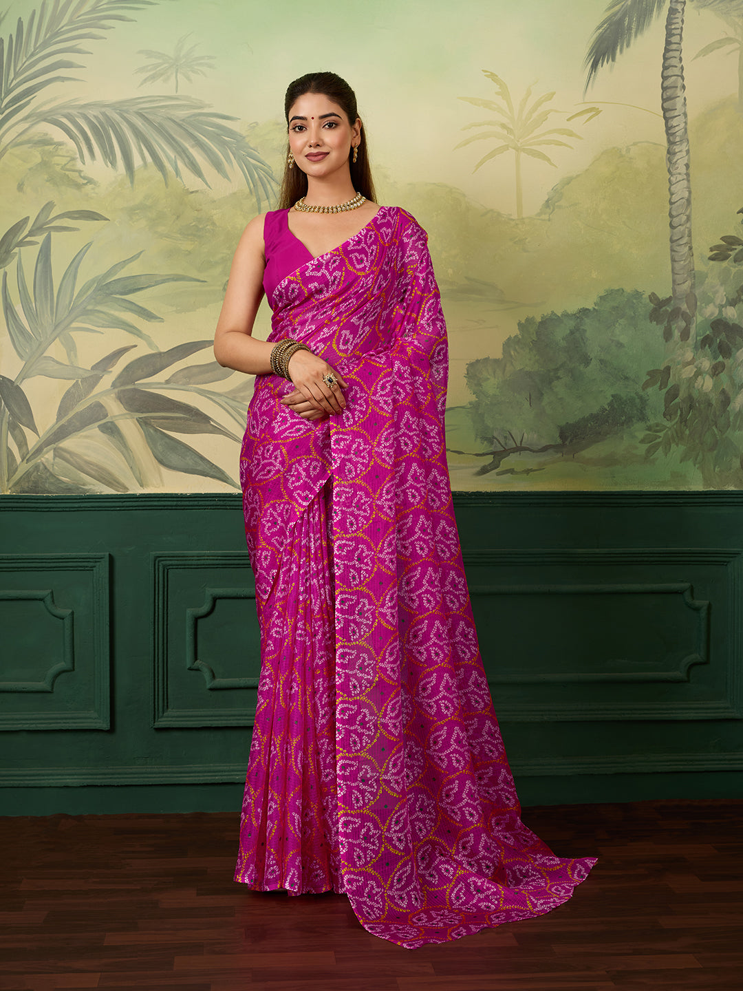 KcPc Lightweight Kota Doria Bandhani Casual Wear Saree SWA