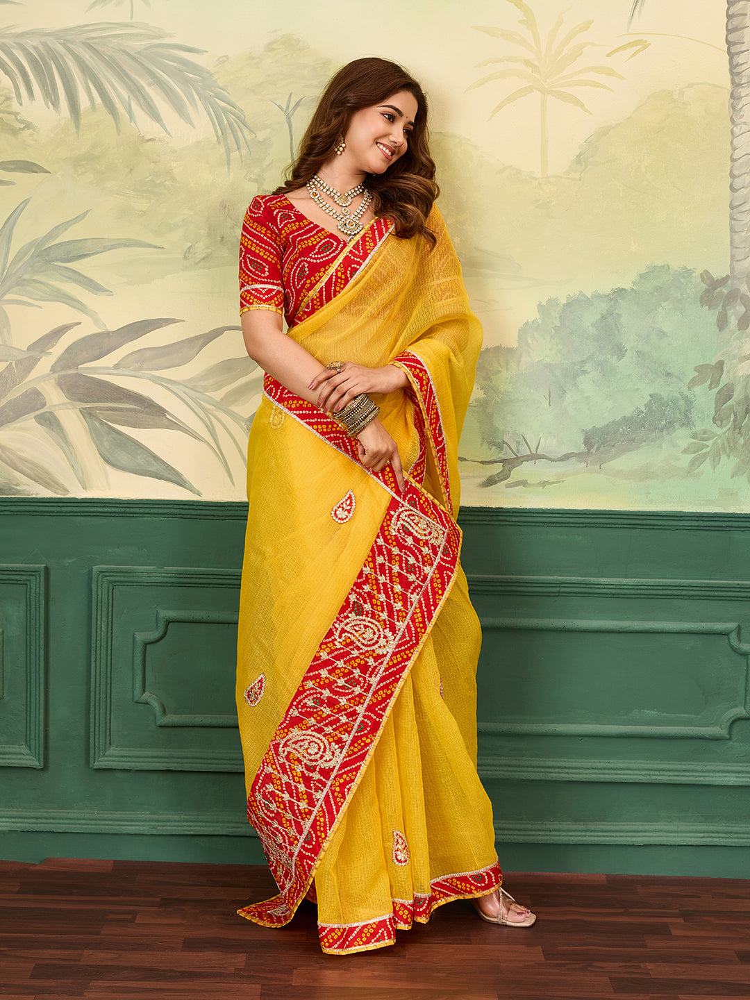 bandhani saree for casual wear