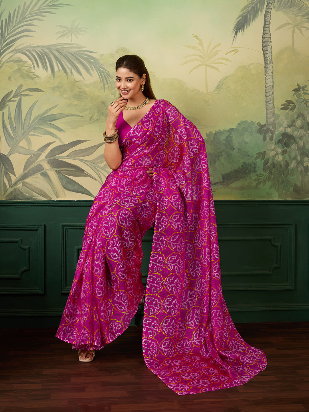 KcPc Lightweight Kota Doria Bandhani Casual Wear Saree SWA