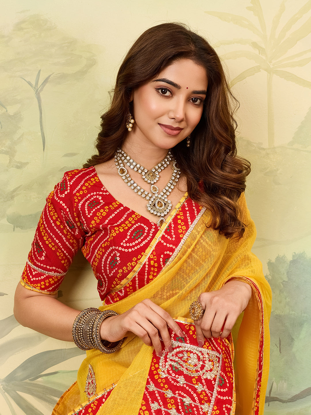 bandhani saree for casual wear