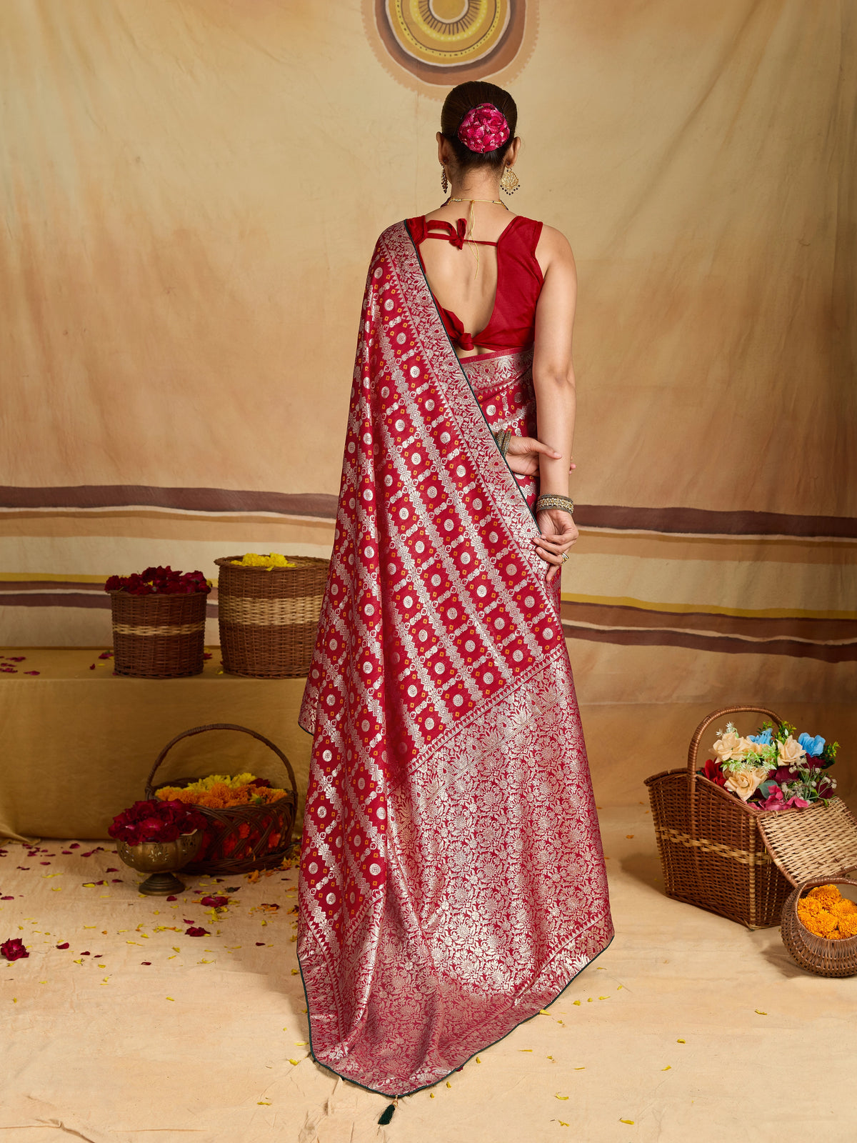 KcPc New Dola Silk Bandhani Style With Zari Weaving Work Saree GAN