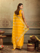 KcPc Latest New Organza Leheriya Style With Gotapatti Work Saree MHS