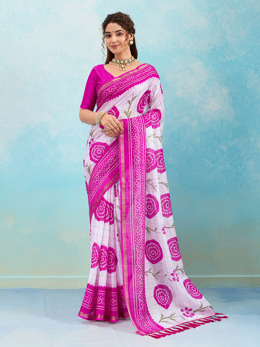 Buy Banbhani Saree With Kota Doria