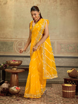 KcPc Latest New Organza Leheriya Style With Gotapatti Work Saree MHS