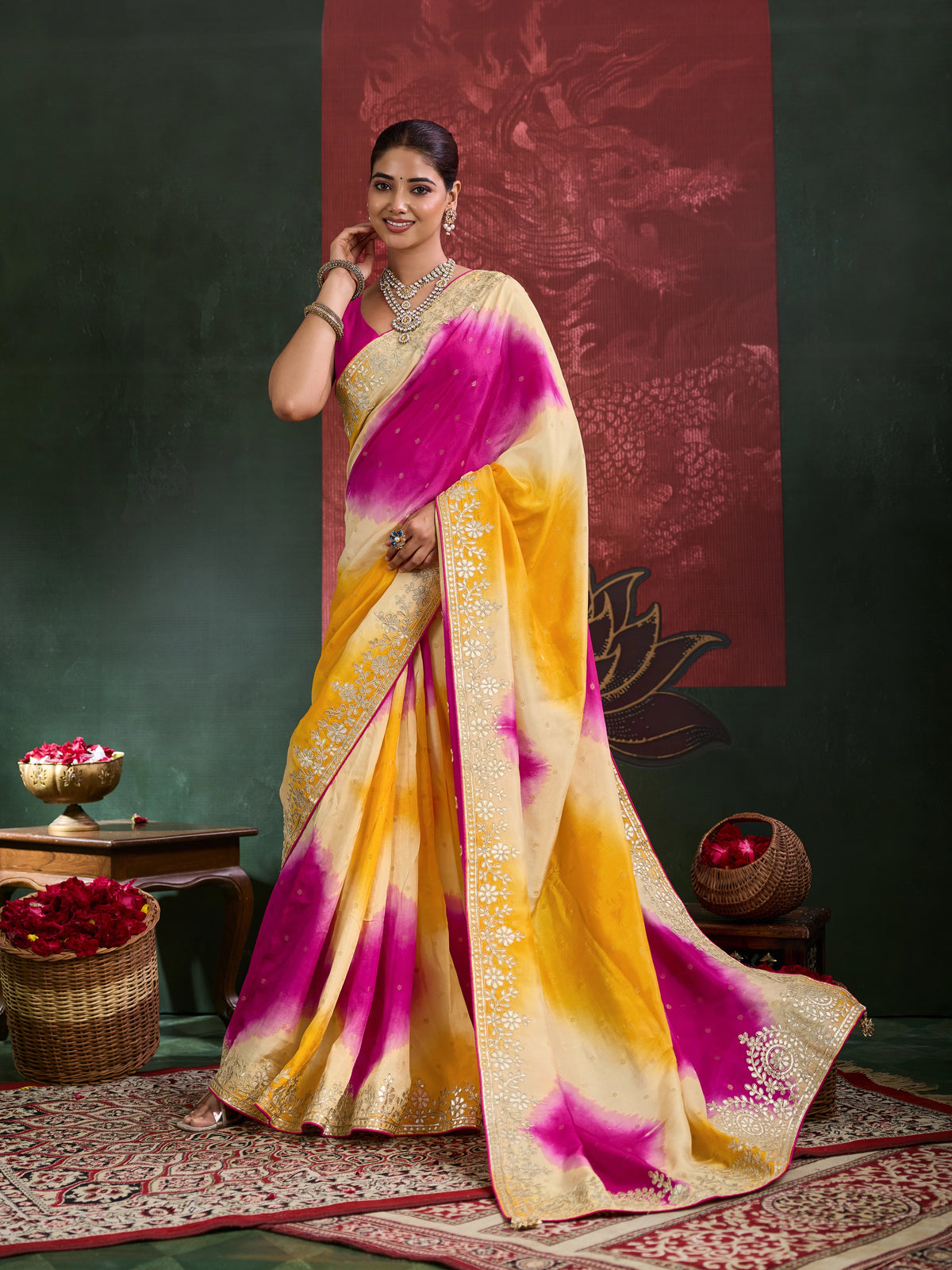 KcPc Luxury Banarasi Tissue Sarees with Gotapatti Work