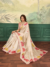 KcPc New Elegant Jute Silk Bandhani Casual Saree GAN