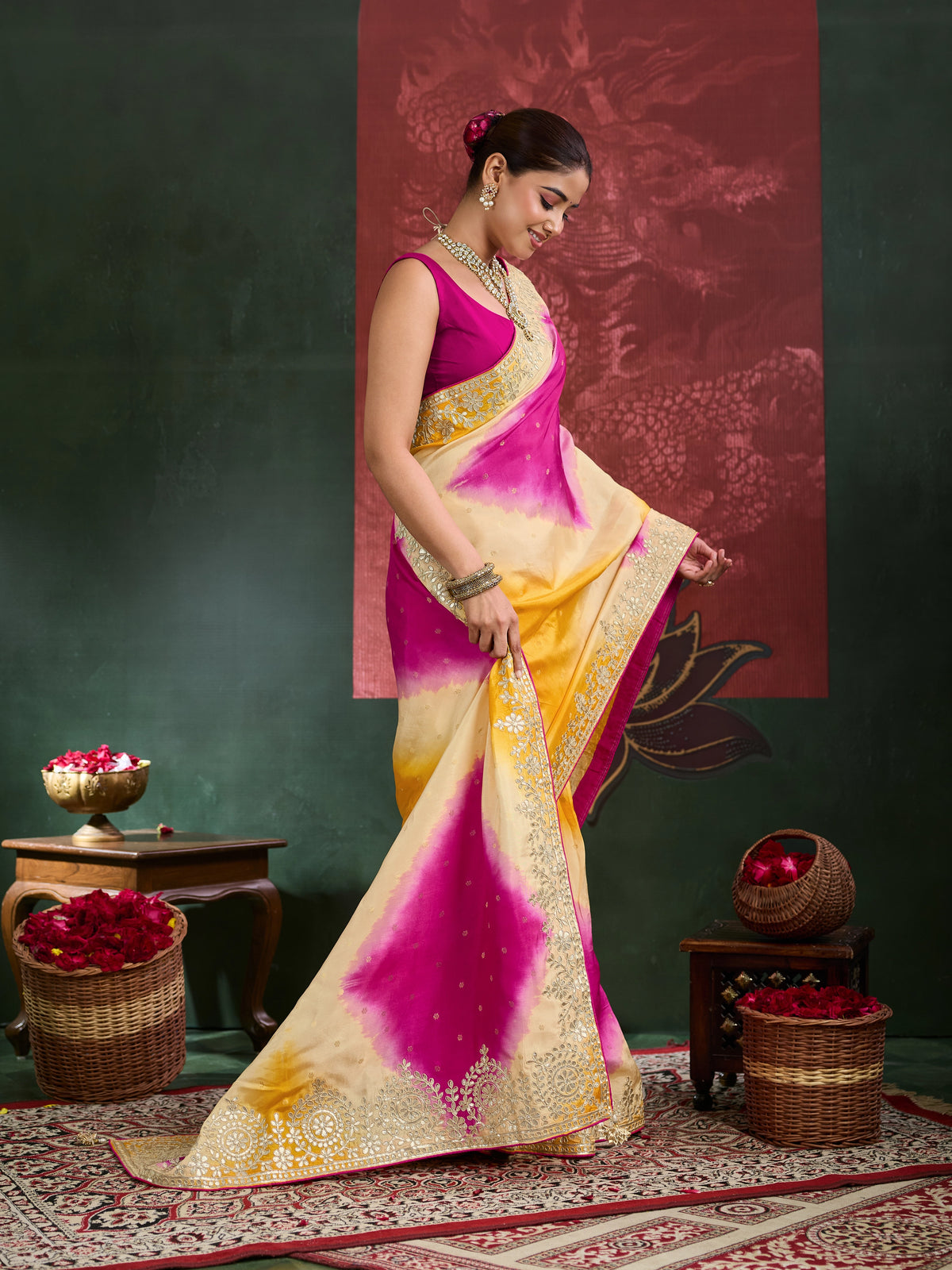 KcPc Luxury Banarasi Tissue Sarees with Gotapatti Work
