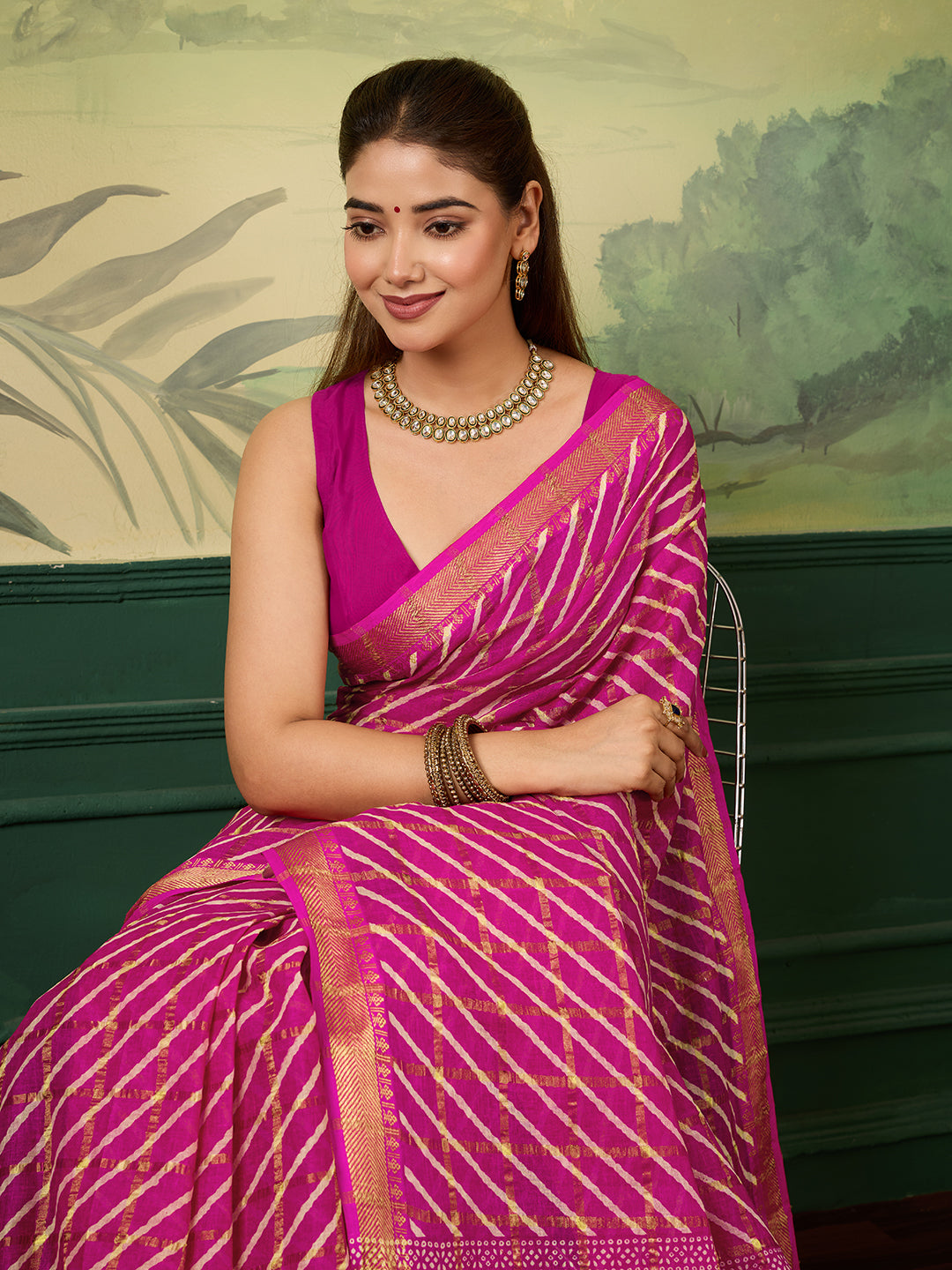 Buy Ghatchola Saree With Bikaneri bandhej Work