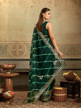 KcPc New Beautiful Organza Leheriya Style With Gotapatti Work Saree MHS