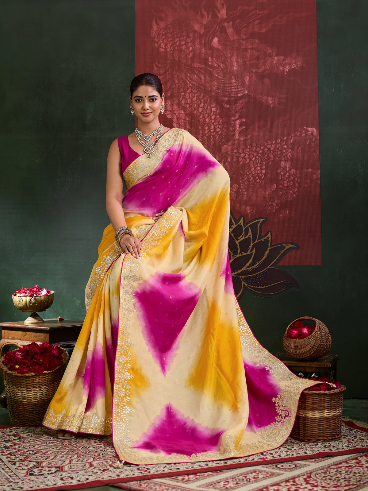 KcPc Luxury Banarasi Tissue Sarees with Gotapatti Work