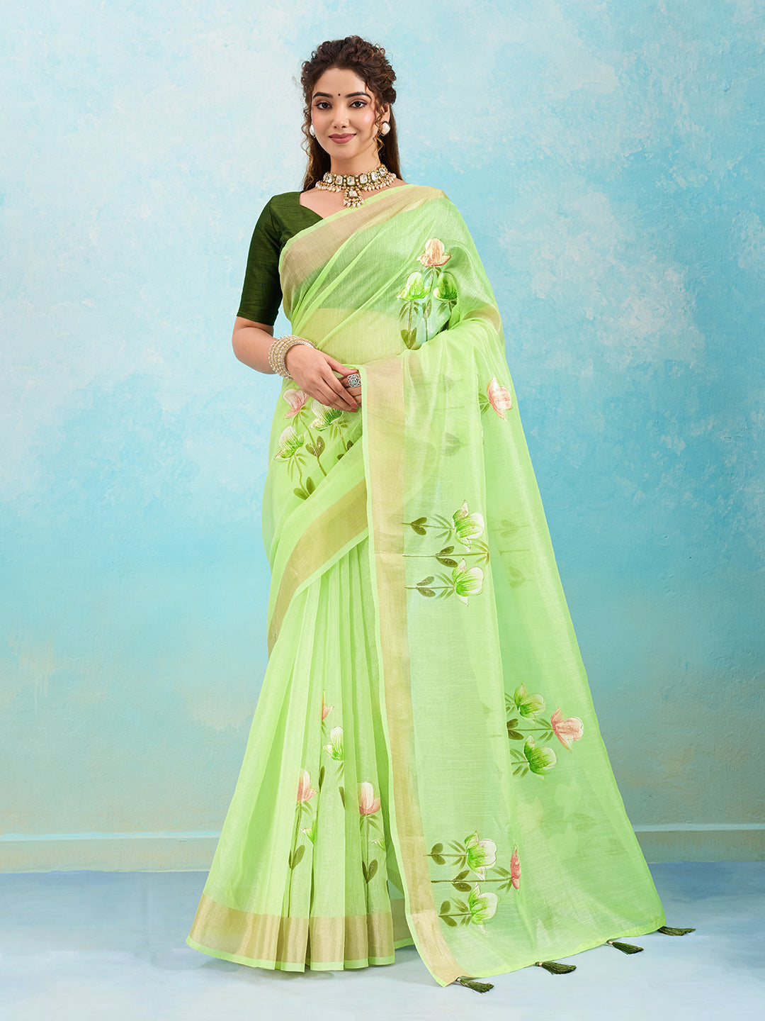 Buy Printed Saree Wih Casual Wear
