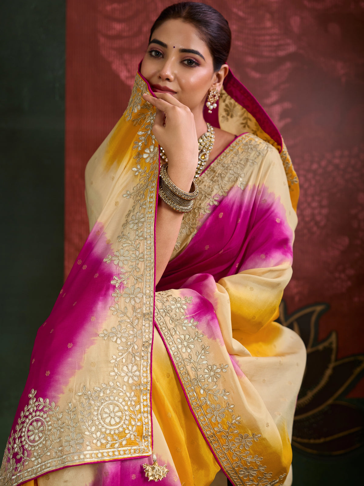 KcPc Luxury Banarasi Tissue Sarees with Gotapatti Work