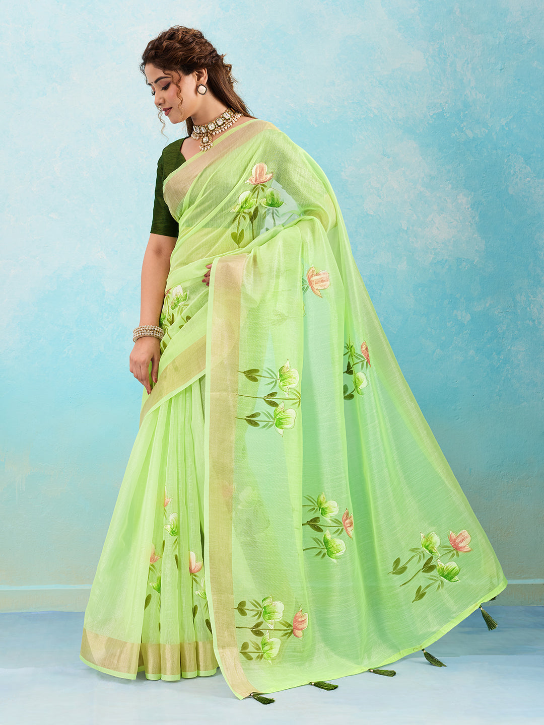 Buy Printed Saree Wih Casual Wear