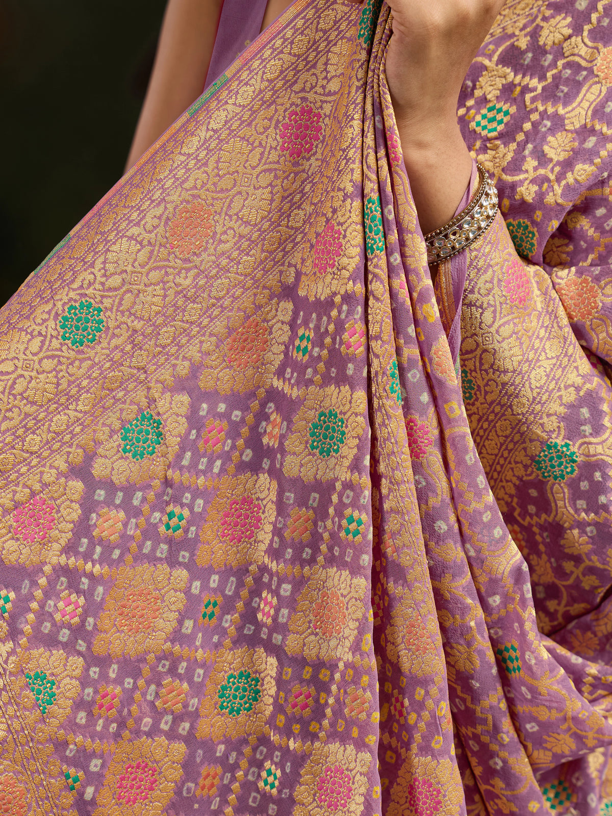Pure Khaddi Georgette Royal Meenakari Traditional Saree with Blouse Piece 8