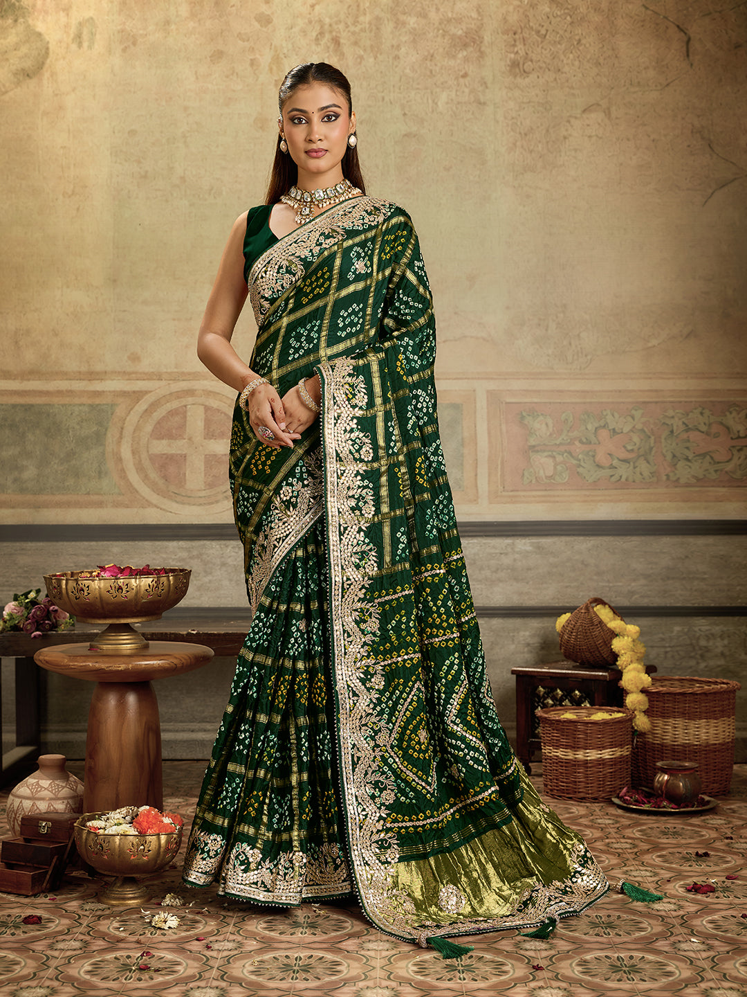 KcPc Gaji Silk Designer Saree with Hand Gotapatti Work AMT