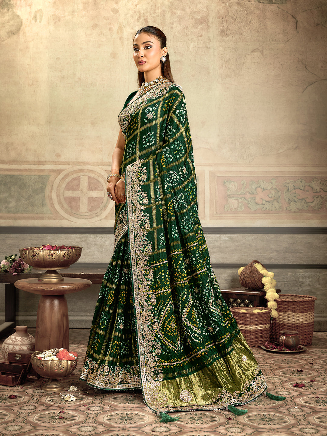 KcPc Gaji Silk Designer Saree with Hand Gotapatti Work AMT