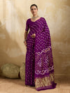 KcPc Modal Gaji Silk Bandhani Ekdana Handmade Bandhej Saree with Lagdi Patta Pallu RJB