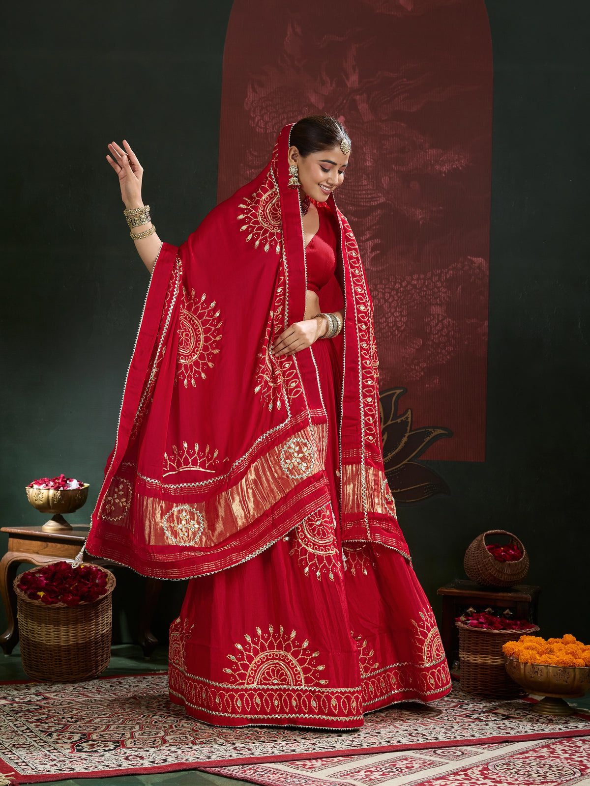 KcPc New Royal Traditional Bandhani Lehenga in Premium Gaji Silk GOR