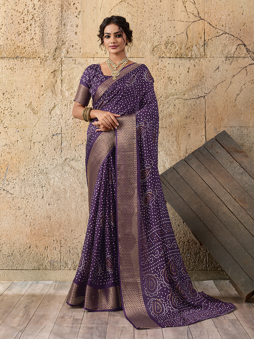 Cotton silk Ajrakh styleSaree