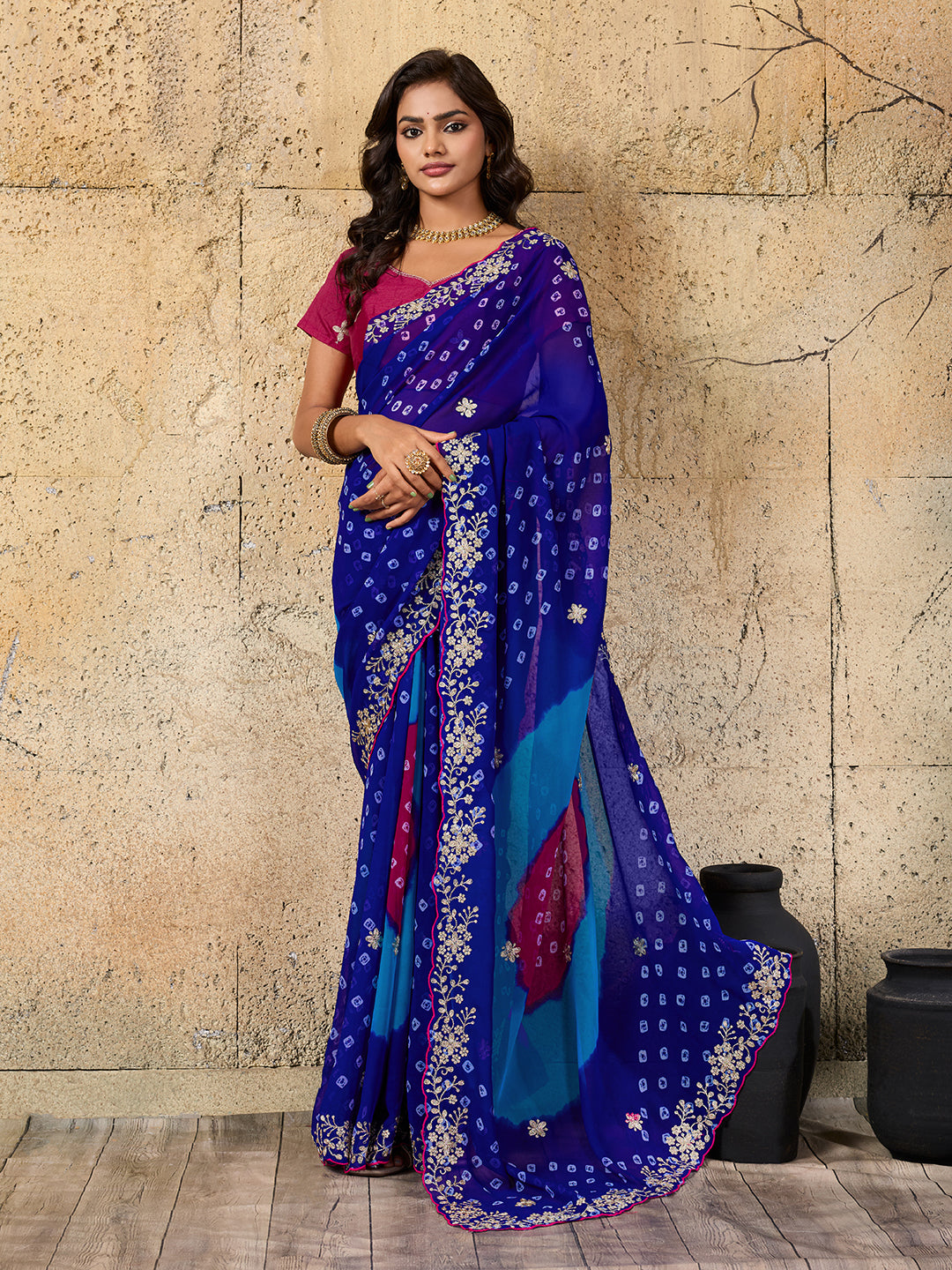 Buy Bandhani Saree With Festive Wear Kcpc Image