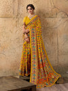 KcPc Latest handpickedpashmina silkFoil Print SareeSTR Mustard