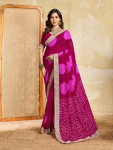 KcPc Traditional Wear Georgette Bandhani Saree with Designer Border KDN