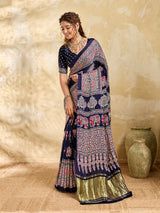 Buy Modal Silk Ajrakh Style With Mirror Work KcPc