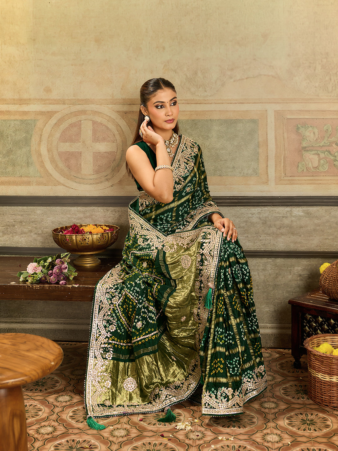 KcPc Gaji Silk Designer Saree with Hand Gotapatti Work AMT