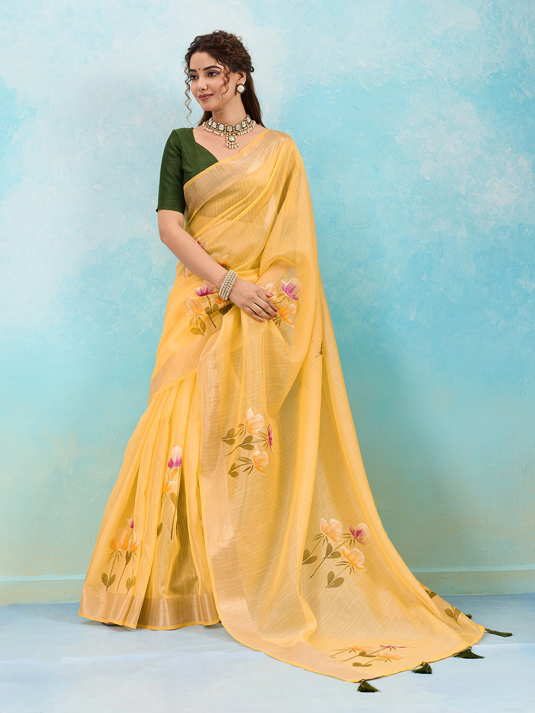 Buy Printed Saree Wih Casual Wear