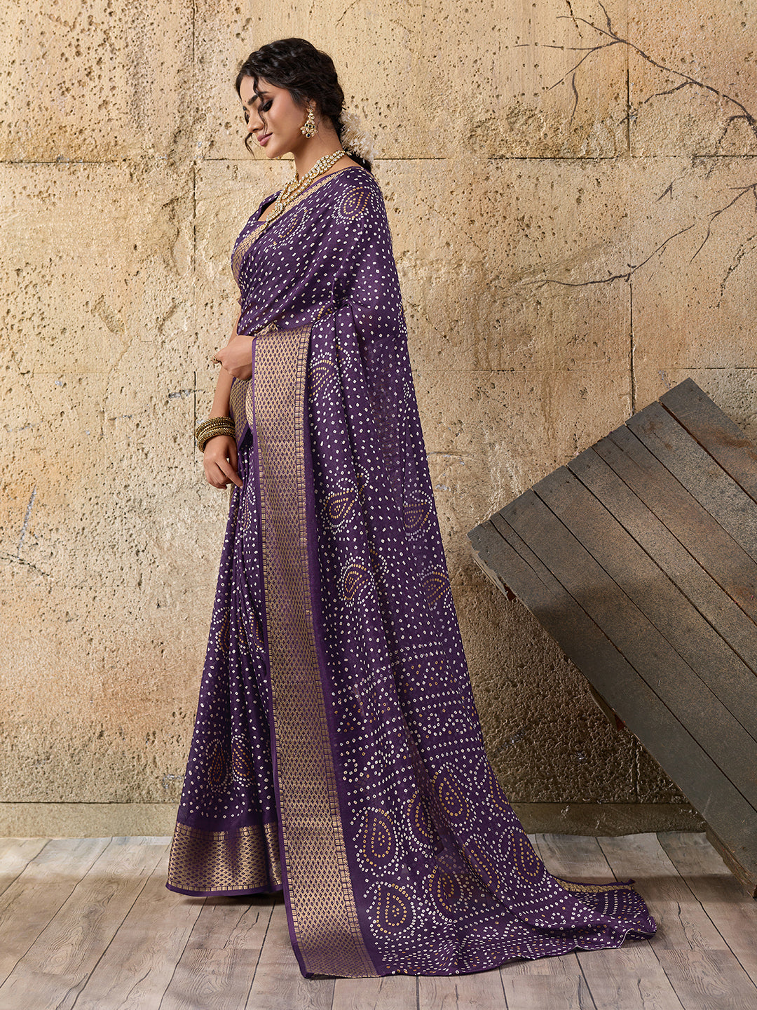 Cotton silk Ajrakh styleSaree