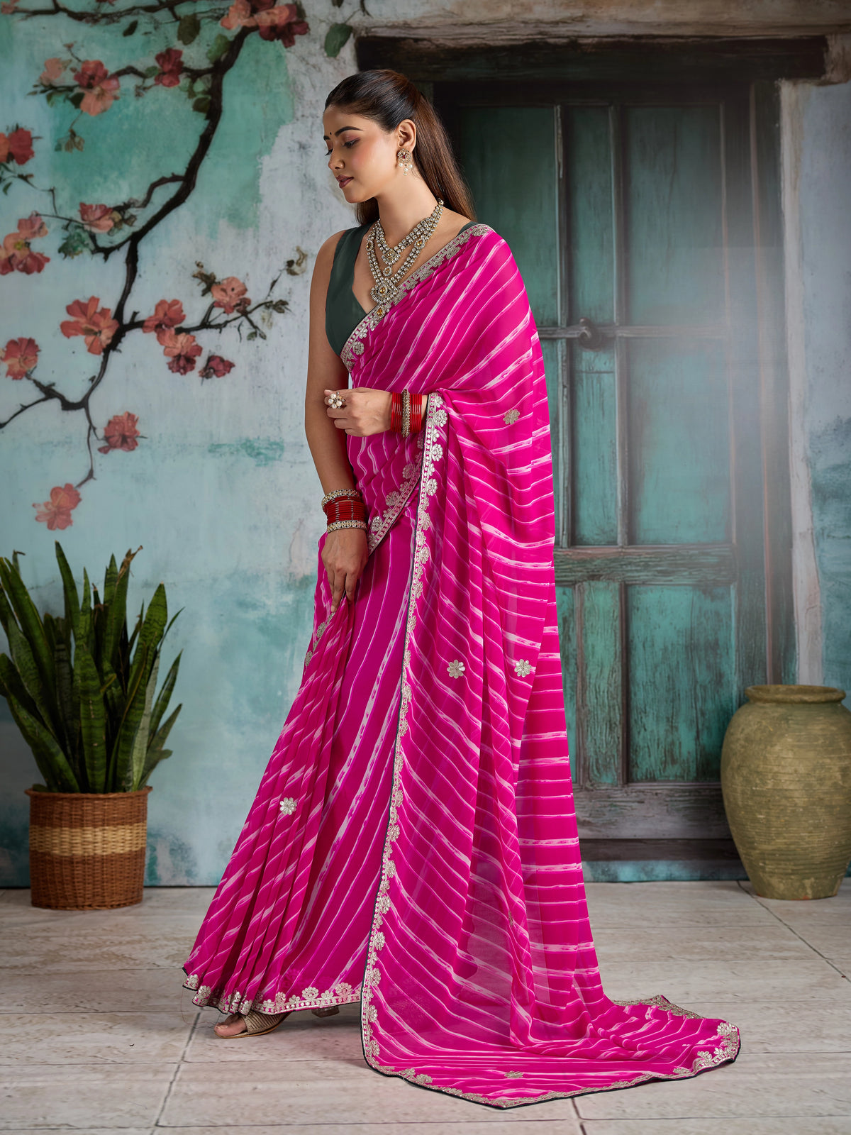 KcPc Beautiful Leheriya Style Georgette SareesPDM