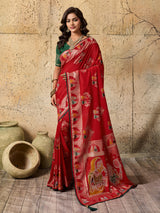 silk Dimond Work Saree in redcolour