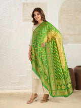 KcPc Pure Khaddi Georgette Meenakari Neemzari Bandhej Dupatta