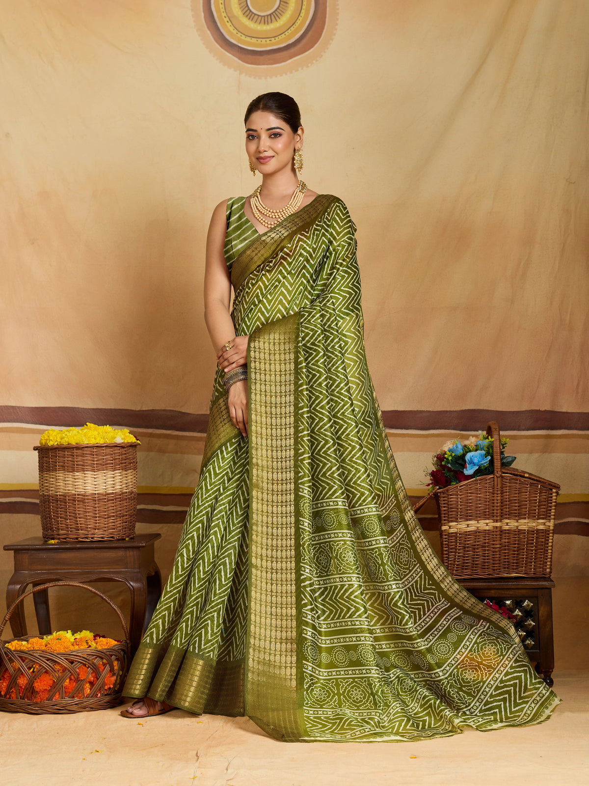 KcPc Luxury Cotton Silk Festive Wear Zig Zag SareeSTL