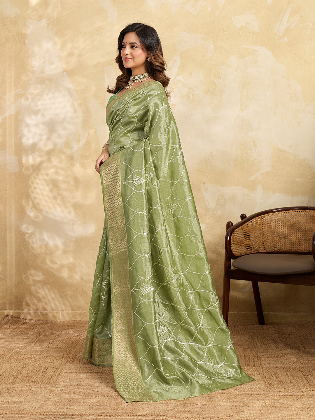 KcPc New Cotton Silk Gotapatti Work SareePista SWA