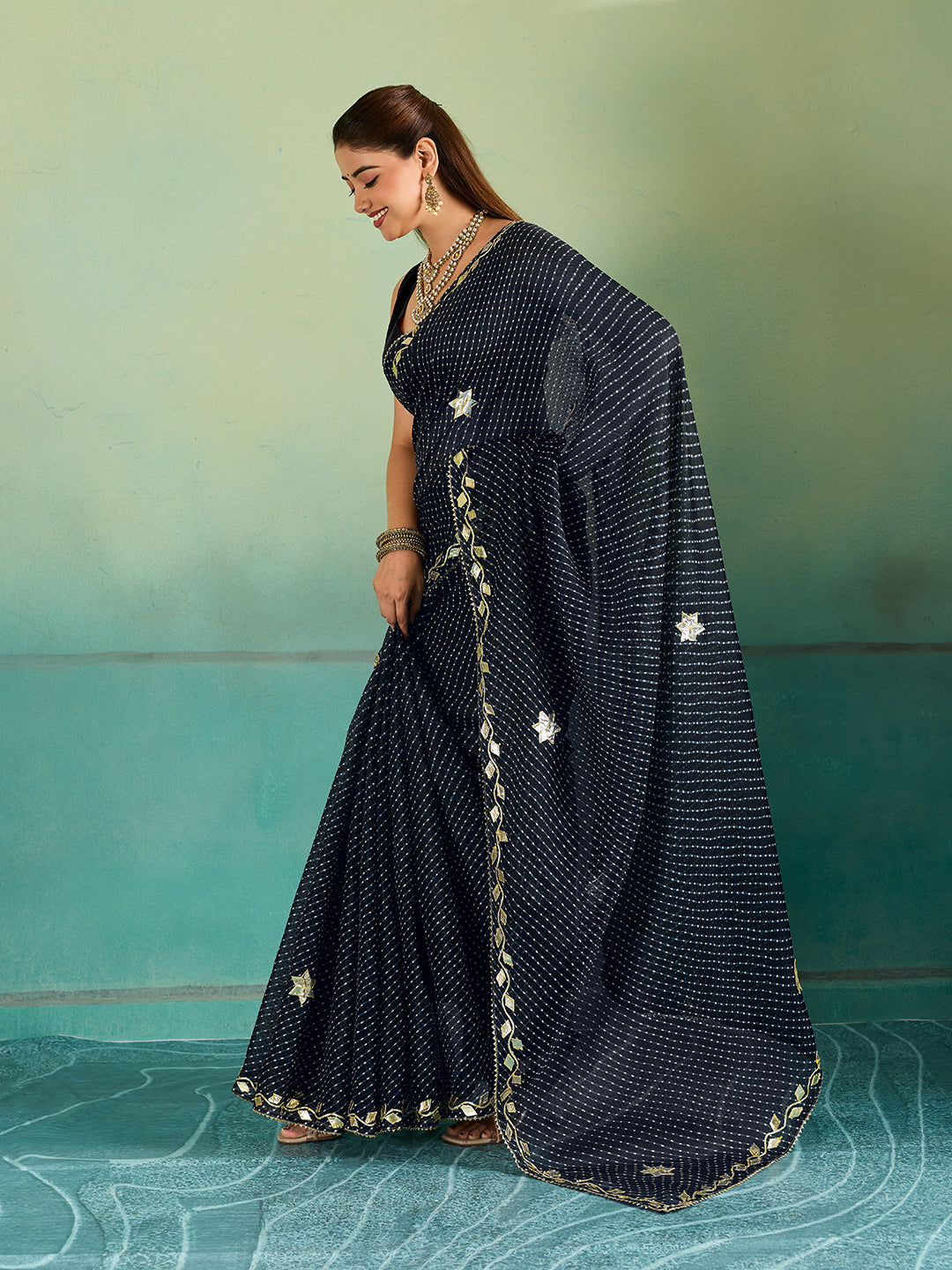 KcPc New Kota doria Leheriya Style With Gotapatti Work Saree MHS