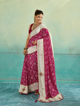 KcPc New Latest Ajrakh Style Creap Silk Saree with Stone Work Saree STR