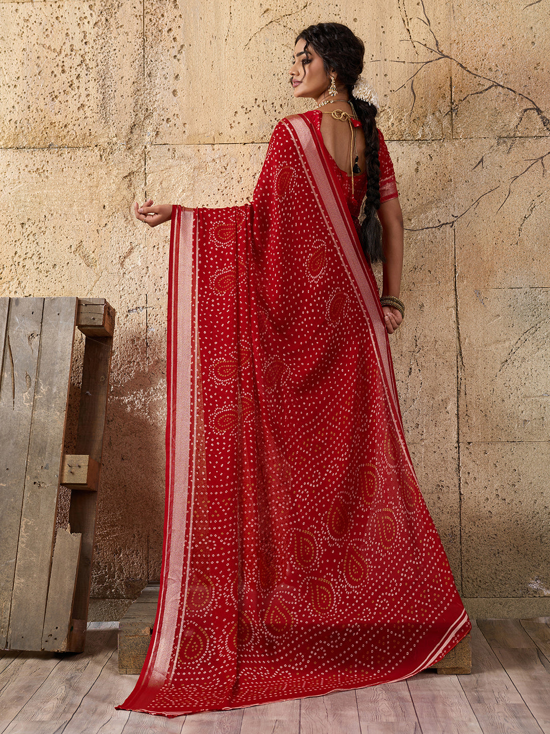 Light Weight Chiffon Bandhani Print Saree