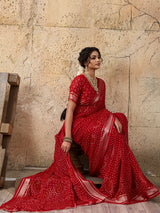 Light Weight Chiffon Bandhani Print Saree