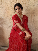 Light Weight Chiffon Bandhani Print Saree