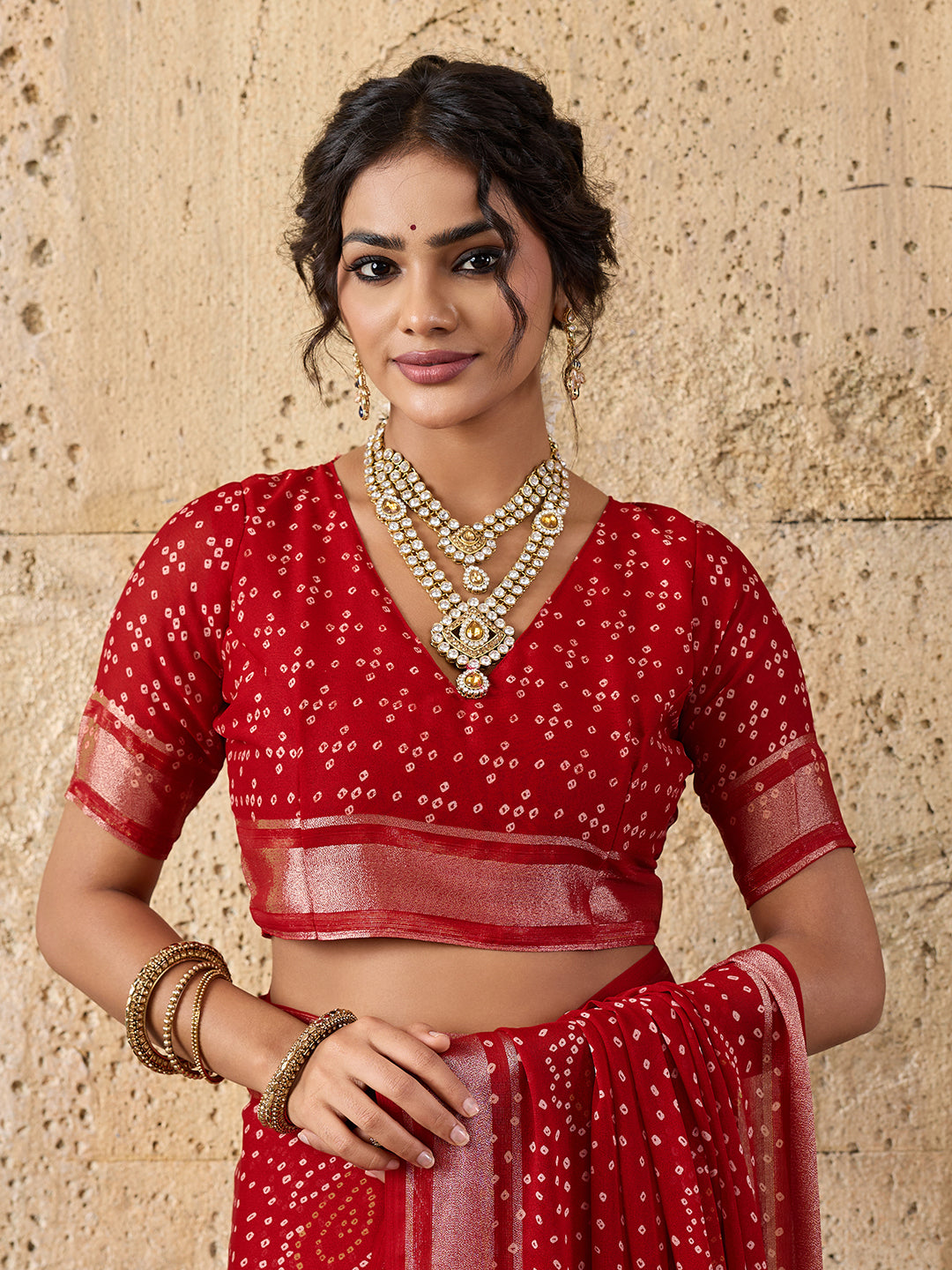 Light Weight Chiffon Bandhani Print Saree