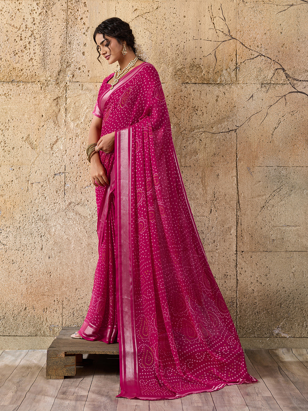 Light Weight Chiffon Bandhani Print Saree