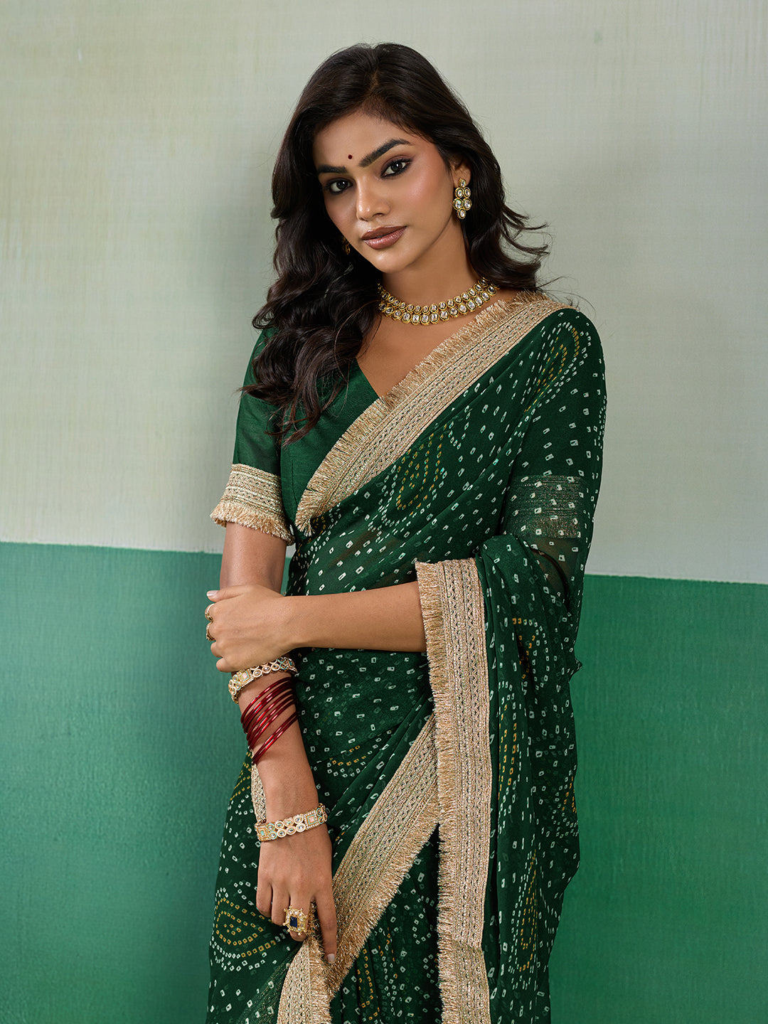 KcPc Stylish Bandhani Inspired Georgette Saree Collection KDN