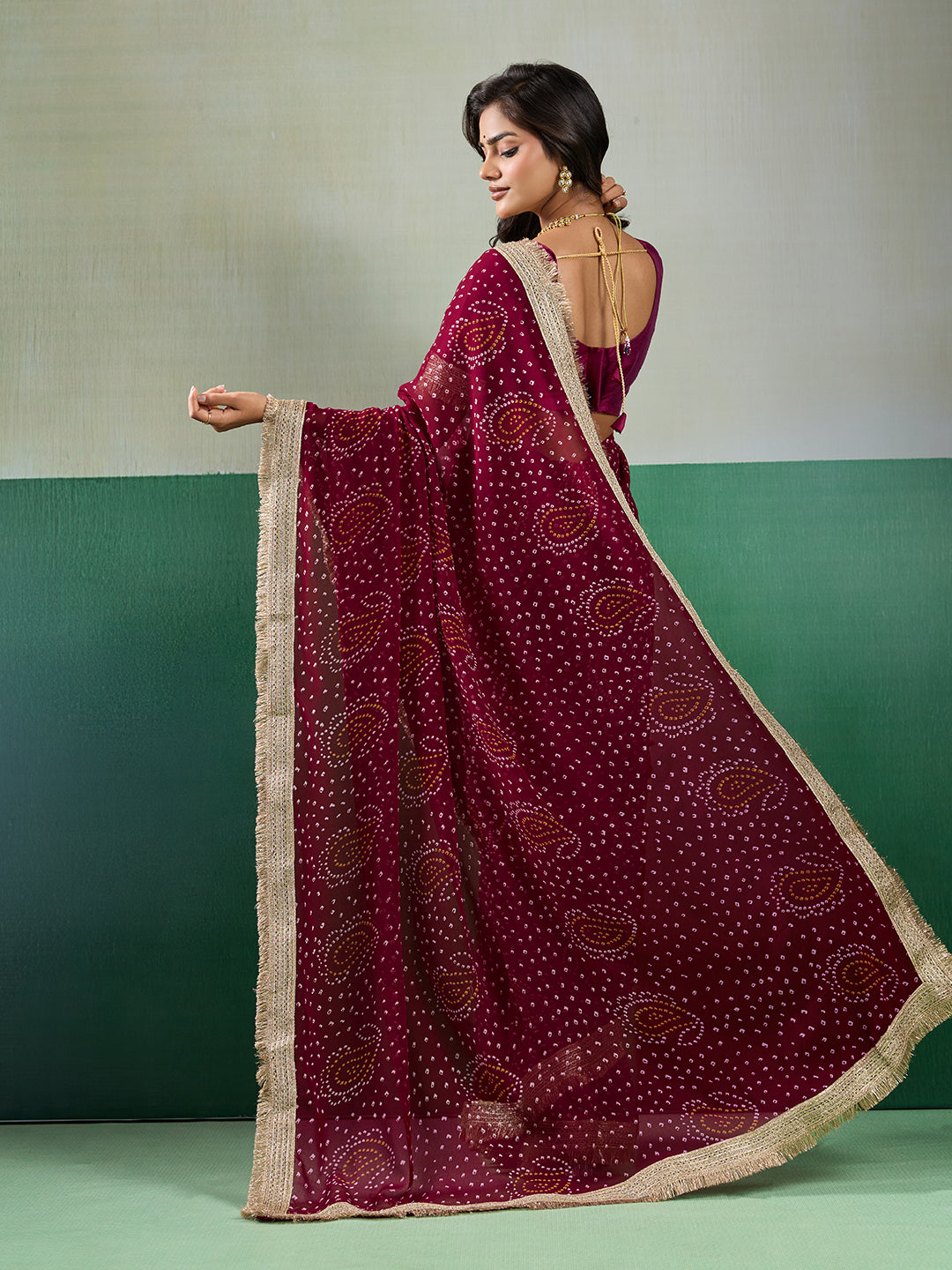 KcPc Festive Special Bandhani Style Georgette Saree KDN